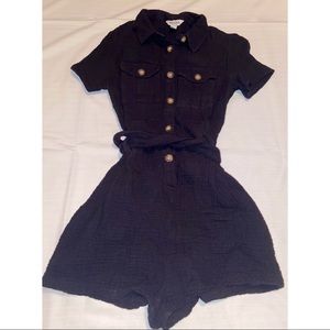 Black Button Up Romper